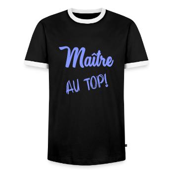 MEISTER - Männer Kontrast-T-Shirt - Schwarz/Weiß - Vorne - AI Model Female 172 light (172cm) & AI Model Male 178 light (178cm)