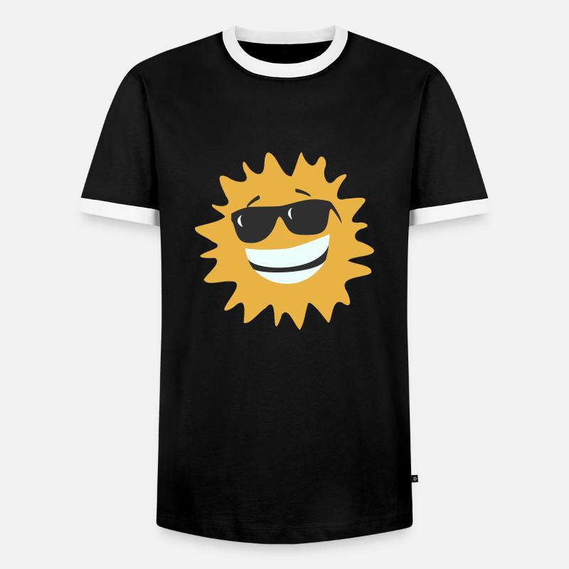 Sonne mit Brille - Männer Kontrast-T-Shirt - Schwarz/Weiß