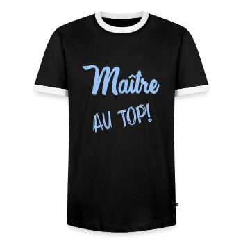MASTER. MASTER - Men's Ringer Shirt - black/white - Front - AI Model Female 172 light (172cm) & AI Model Male 178 light (178cm)