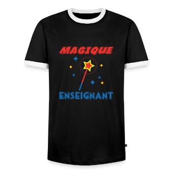 MAGIQUE ENSEIGNANT - T-shirt contrasté Homme - noir/blanc - Devant - AI Model Female 172 light (172cm) & AI Model Male 178 light (178cm)