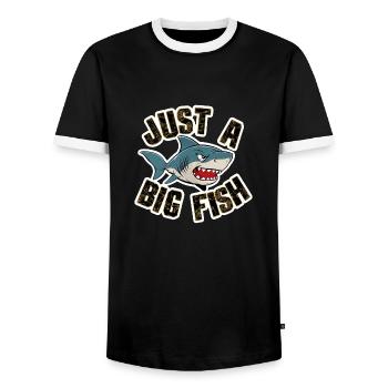 Hai - Humor - Nur ein großer Fisch - Männer Kontrast-T-Shirt - Schwarz/Weiß - Vorne - AI Model Female 172 light (172cm) & AI Model Male 178 light (178cm)