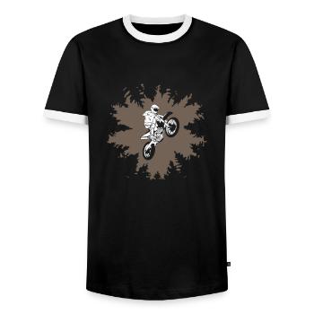 Love is Nature Motocross - Men's Ringer Shirt - black/white - Front - AI Model Female 172 light (172cm) & AI Model Male 178 light (178cm)