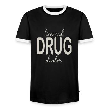 licensed drug dealer - Men's Ringer Shirt - black/white - Front - AI Model Female 172 light (172cm) & AI Model Male 178 light (178cm)