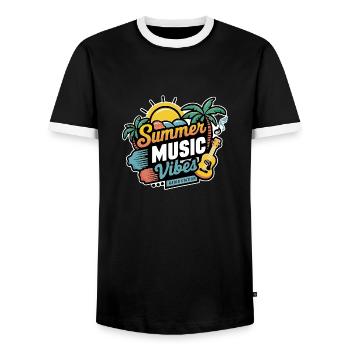 Sommermusik - Sunshine Vacation - Männer Kontrast-T-Shirt - Schwarz/Weiß - Vorne - AI Model Female 172 light (172cm) & AI Model Male 178 light (178cm)