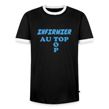 INFIRMIER au top - T-shirt contrasté Homme - noir/blanc - Devant - AI Model Female 172 light (172cm) & AI Model Male 178 light (178cm)
