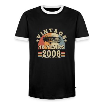 vintage 2006 né en 2006 18 ans anniversaire - T-shirt contrasté Homme - noir/blanc - Devant - AI Model Female 172 light (172cm) & AI Model Male 178 light (178cm)