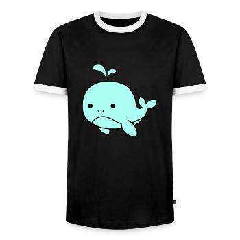 Bébé baleine 02 - T-shirt contrasté Homme - noir/blanc - Devant - AI Model Female 172 light (172cm) & AI Model Male 178 light (178cm)