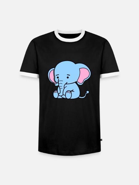 Cute Elephant - Men's Ringer Shirt - black/white