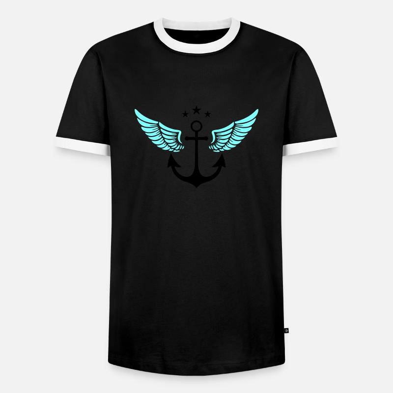 anker symbol - Männer Kontrast-T-Shirt - Schwarz/Weiß