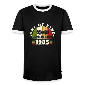 1985 Naissance de légende 1985 né en 1985 annivers - T-shirt contrasté Homme - noir/blanc - Devant - AI Model Female 172 light (172cm) & AI Model Male 178 light (178cm)