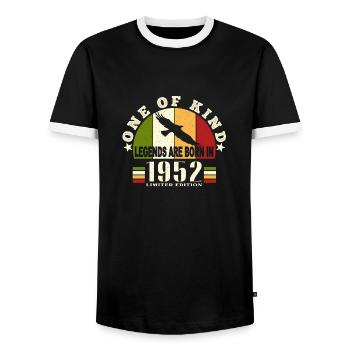 Legend Born 1952 Birthday 72 Years - Men's Ringer Shirt - black/white - Front - AI Model Female 172 light (172cm) & AI Model Male 178 light (178cm)
