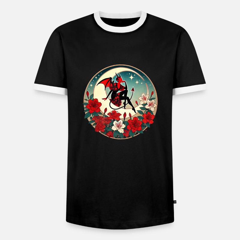 Devil Pinup - Men's Ringer Shirt - black/white