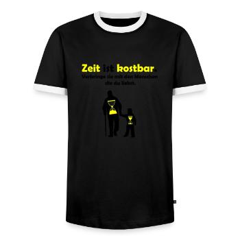 Le temps est précieux - T-shirt contrasté Homme - noir/blanc - Devant - AI Model Female 172 light (172cm) & AI Model Male 178 light (178cm)