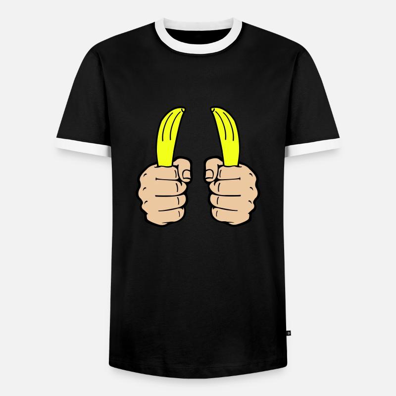 hände banane - Männer Kontrast-T-Shirt - Schwarz/Weiß