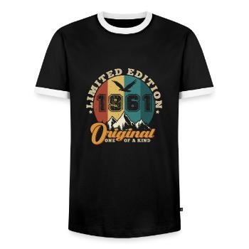 Original 1961 Vintage - 1961 Geburtstagsgeschenk - Männer Kontrast-T-Shirt - Schwarz/Weiß - Vorne - AI Model Female 172 light (172cm) & AI Model Male 178 light (178cm)