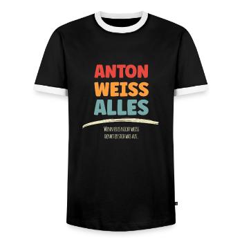 Anton weissAlles - Männer Kontrast-T-Shirt - Schwarz/Weiß - Vorne - AI Model Female 172 light (172cm) & AI Model Male 178 light (178cm)
