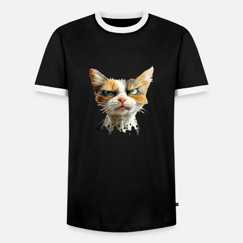 Crumpy Cat - Männer Kontrast-T-Shirt - Schwarz/Weiß