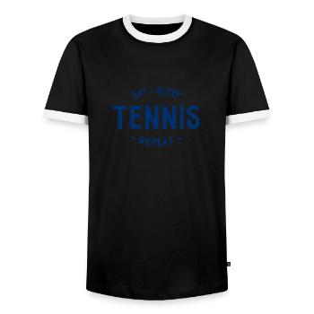 Manger dormir Tennis Répéter - T-shirt contrasté Homme - noir/blanc - Devant - AI Model Female 172 light (172cm) & AI Model Male 178 light (178cm)