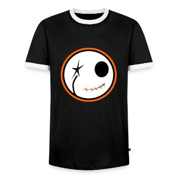Halloween Skull - Men's Ringer Shirt - black/white - Front - AI Model Female 172 light (172cm) & AI Model Male 178 light (178cm)