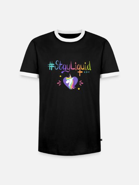 #Stayliquid Einhorn-Herz - Männer Kontrast-T-Shirt - Schwarz/Weiß