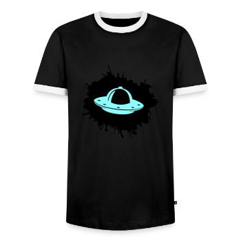 Ufo blobs - Men's Ringer Shirt - black/white - Front - AI Model Female 172 light (172cm) & AI Model Male 178 light (178cm)