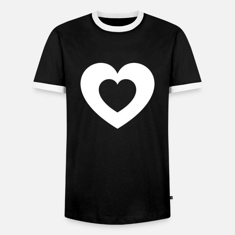 2 Herzen - Männer Kontrast-T-Shirt - Schwarz/Weiß
