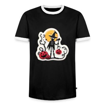 Spooky Halloween - Men's Ringer Shirt - black/white - Front - AI Model Female 172 light (172cm) & AI Model Male 178 light (178cm)