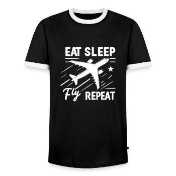 Manger dormir Mouche Répéter - T-shirt contrasté Homme - noir/blanc - Devant - AI Model Female 172 light (172cm) & AI Model Male 178 light (178cm)