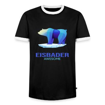 baths winter bathing polar bear bathing - Men's Ringer Shirt - black/white - Front - AI Model Female 172 light (172cm) & AI Model Male 178 light (178cm)