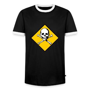 Skull and bones - Men's Ringer Shirt - black/white - Front - AI Model Female 172 light (172cm) & AI Model Male 178 light (178cm)
