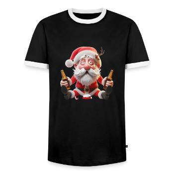Père Noël ivre 1 - T-shirt contrasté Homme - noir/blanc - Devant - AI Model Female 172 light (172cm) & AI Model Male 178 light (178cm)