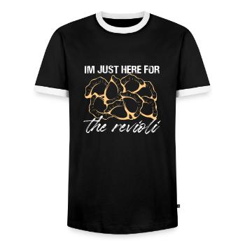 I'm Just Here For The Ravioli Italian Cuisine - Men's Ringer Shirt - black/white - Front - AI Model Female 172 light (172cm) & AI Model Male 178 light (178cm)