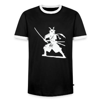 Samouraï - T-shirt contrasté Homme - noir/blanc - Devant - AI Model Female 172 light (172cm) & AI Model Male 178 light (178cm)