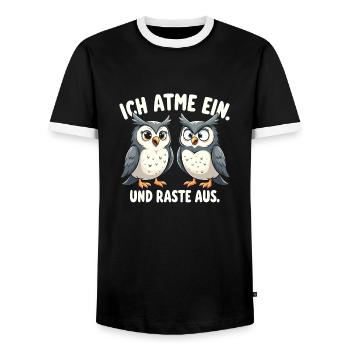 ich atme ein und raste aus lustige - Männer Kontrast-T-Shirt - Schwarz/Weiß - Vorne - AI Model Female 172 light (172cm) & AI Model Male 178 light (178cm)