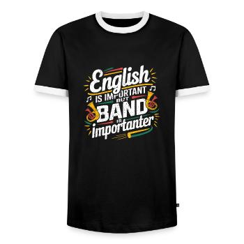 Humor for music fans - Men's Ringer Shirt - black/white - Front - AI Model Female 172 light (172cm) & AI Model Male 178 light (178cm)
