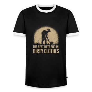 Passion for the undiscovered - Men's Ringer Shirt - black/white - Front - AI Model Female 172 light (172cm) & AI Model Male 178 light (178cm)