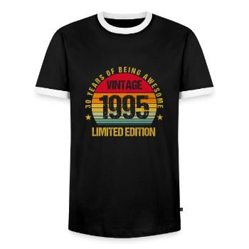 30 ans d’être génial 1995 30e anniversaire - T-shirt contrasté Homme - noir/blanc - Devant - AI Model Female 172 light (172cm) & AI Model Male 178 light (178cm)