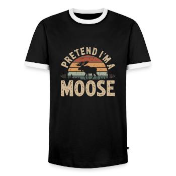 Funny moose saying - Men's Ringer Shirt - black/white - Front - AI Model Female 172 light (172cm) & AI Model Male 178 light (178cm)