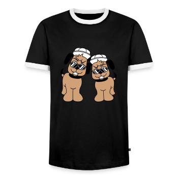 2 DJ chiens lunettes de soleil adolescent casquette casquette équipe - T-shirt contrasté Homme - noir/blanc - Devant - AI Model Female 172 light (172cm) & AI Model Male 178 light (178cm)