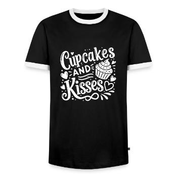 Cupcakes et bisous - T-shirt contrasté Homme - noir/blanc - Devant - AI Model Female 172 light (172cm) & AI Model Male 178 light (178cm)