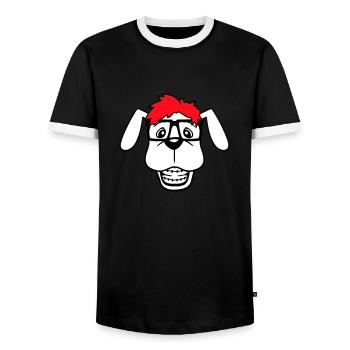 Hund Nerd Hornbrille Geek Zahnspange Schlau Lustig - Männer Kontrast-T-Shirt - Schwarz/Weiß - Vorne - AI Model Female 172 light (172cm) & AI Model Male 178 light (178cm)