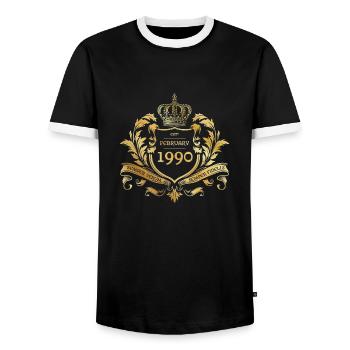 35. Geburtstag Semper Verum - Established 02/1990 - Männer Kontrast-T-Shirt - Schwarz/Weiß - Vorne - AI Model Female 172 light (172cm) & AI Model Male 178 light (178cm)