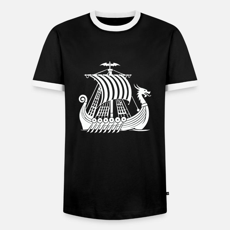 wikinger schiff - Männer Kontrast-T-Shirt - Schwarz/Weiß