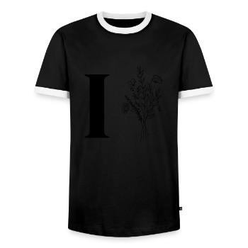 Minimalistische Blumen - Männer Kontrast-T-Shirt - Schwarz/Weiß - Vorne - AI Model Female 172 light (172cm) & AI Model Male 178 light (178cm)