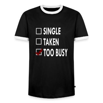 SINGLE TOO BUSY - T-shirt contrasté Homme - noir/blanc - Devant - AI Model Female 172 light (172cm) & AI Model Male 178 light (178cm)
