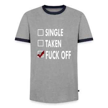 SINGLE FUCK OFF - T-shirt contrasté Homme - gris/marine  - Devant - AI Model Female 172 light (172cm) & AI Model Male 178 light (178cm)
