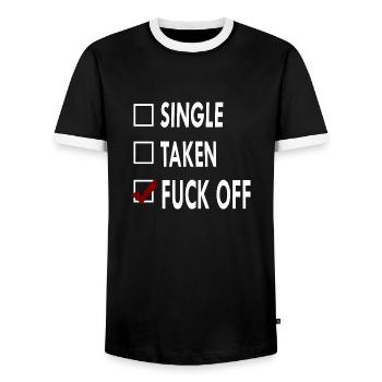 SINGLE FUCK OFF - T-shirt contrasté Homme - noir/blanc - Devant - AI Model Female 172 light (172cm) & AI Model Male 178 light (178cm)