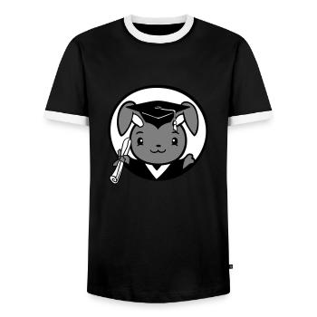 Hase College Schule Abschluss Abitur Zeugnis Süß - Männer Kontrast-T-Shirt - Schwarz/Weiß - Vorne - AI Model Female 172 light (172cm) & AI Model Male 178 light (178cm)
