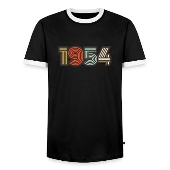 1954 Retro Jahrgang - Männer Kontrast-T-Shirt - Schwarz/Weiß - Vorne - AI Model Female 172 light (172cm) & AI Model Male 178 light (178cm)