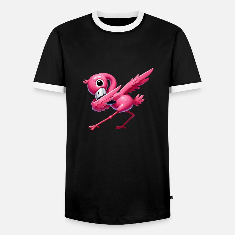 Flamingo Dabbing - Men's Ringer Shirt - black/white